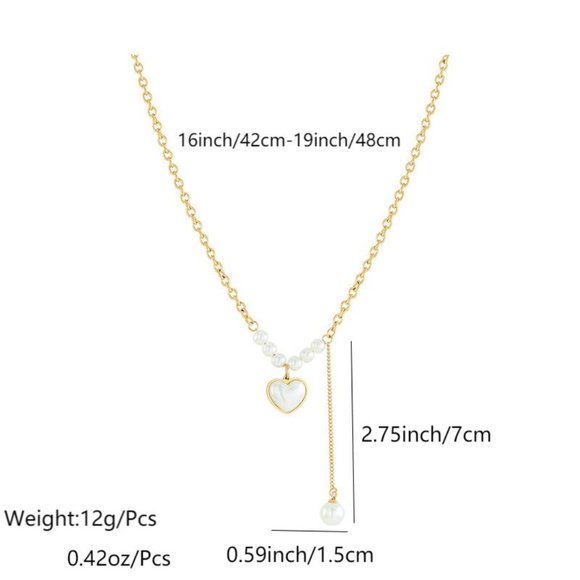 3/$35 18K Gold Plated Pendant Short Chain Necklace Beaded Heart Choker Steel - Picture 4 of 9